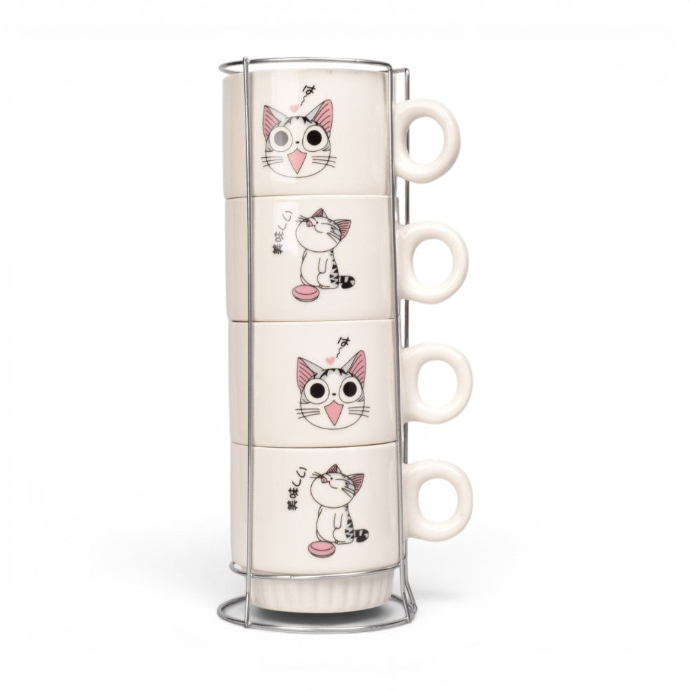 pocillo set 4pcs ceramica con base dim:26x9cm