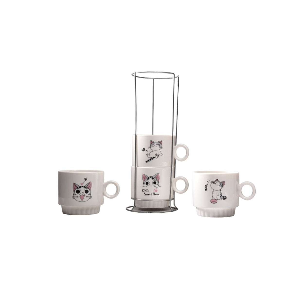 set 4pcs pocillos con base en ceramica 250ml dim:7*8*25