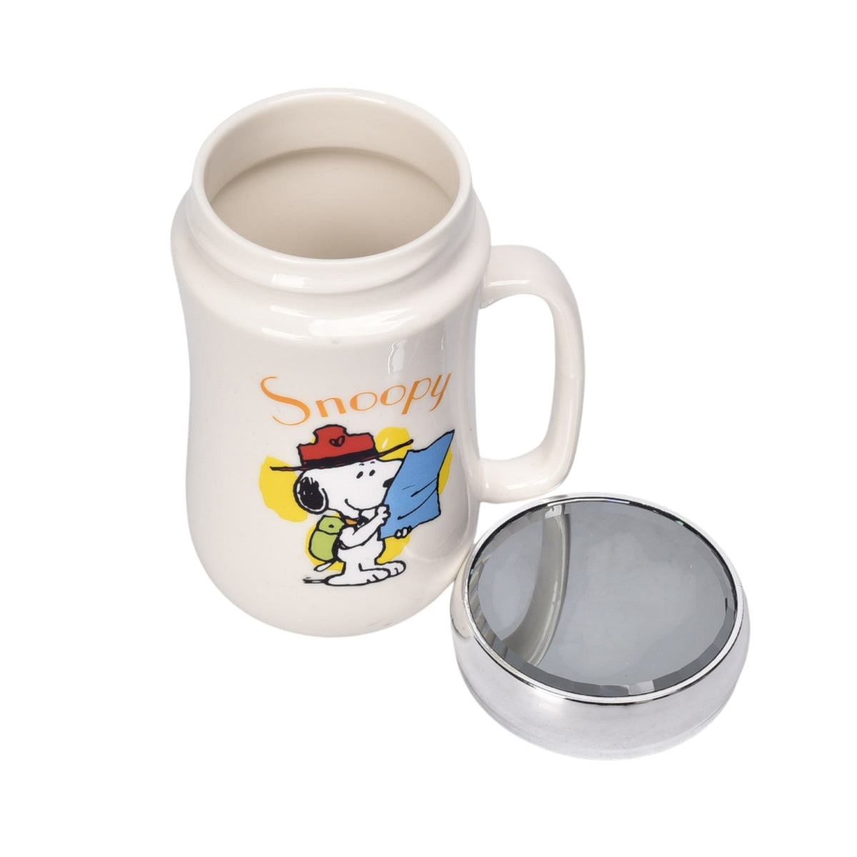 mug pocillo ceramica personaje con tapa espejo 380ml dim:13x7