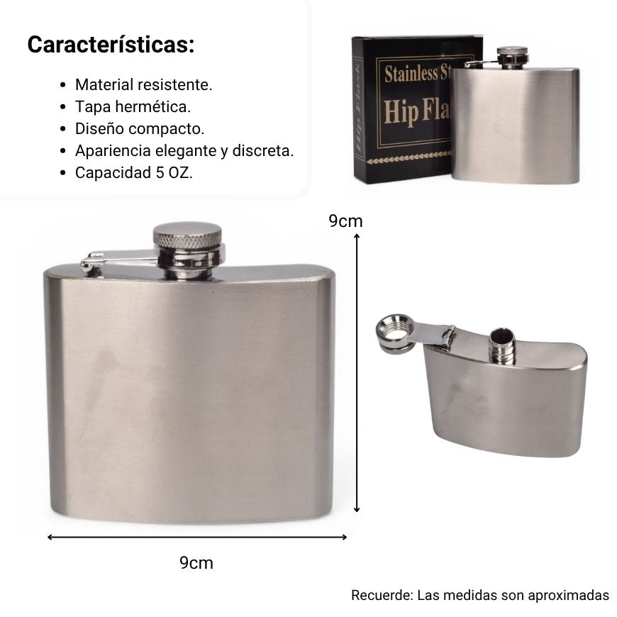 whiskera acero inoxidable 5oz dim: 9x9x2