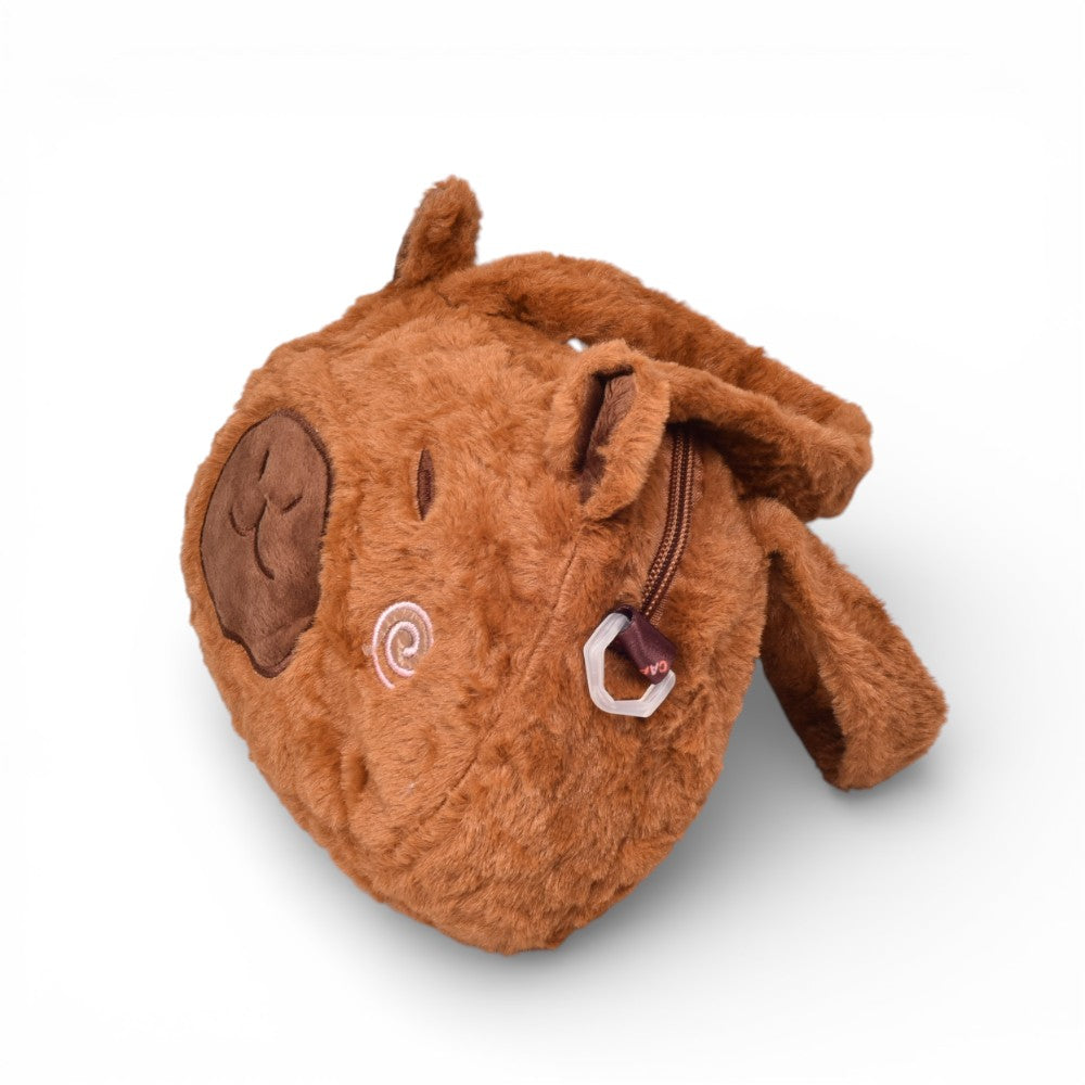 bolso cartera personaje cafe poliester peluche dim:20x14x3