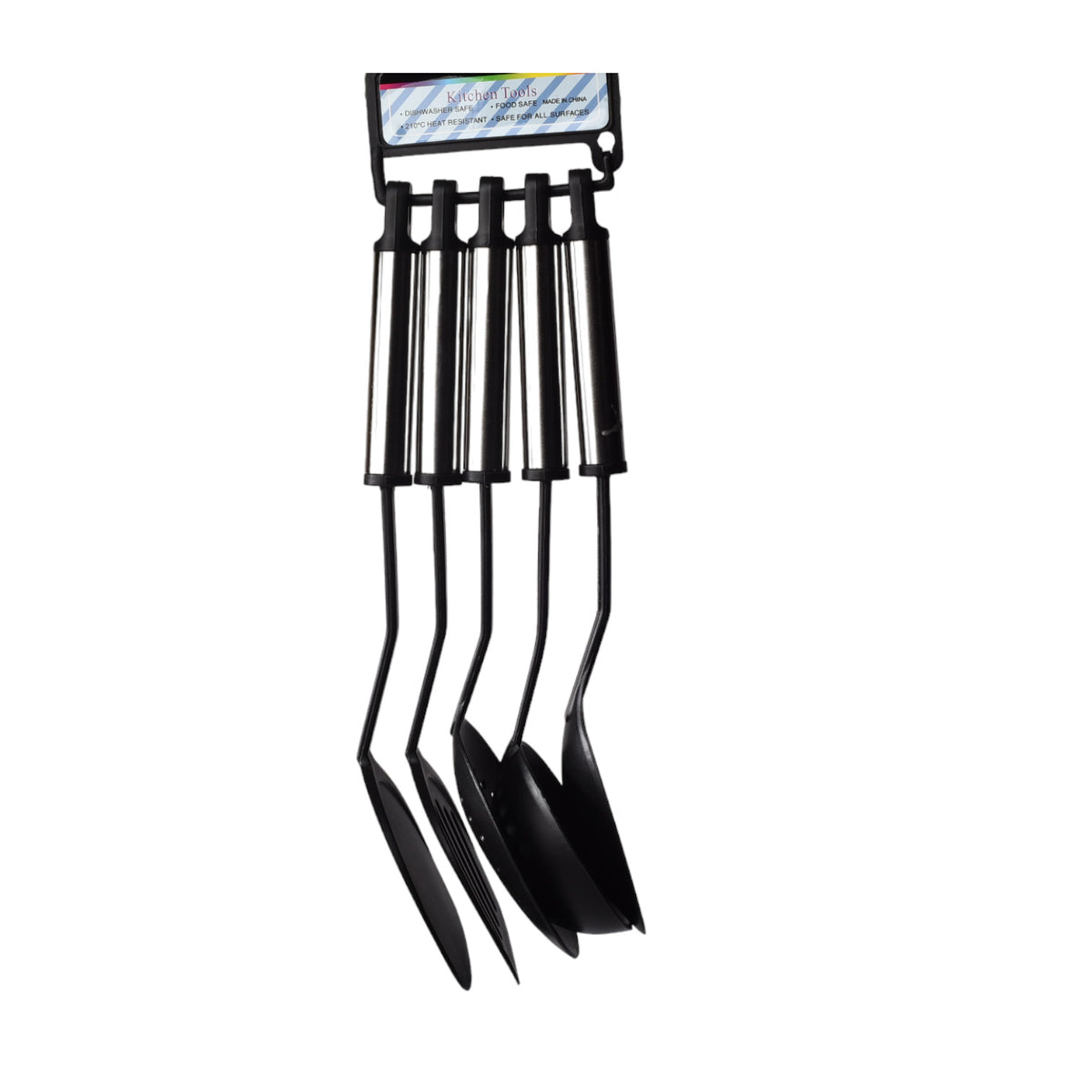 set de 6 utensilios cocina silicona plastico negro dim:10x38
