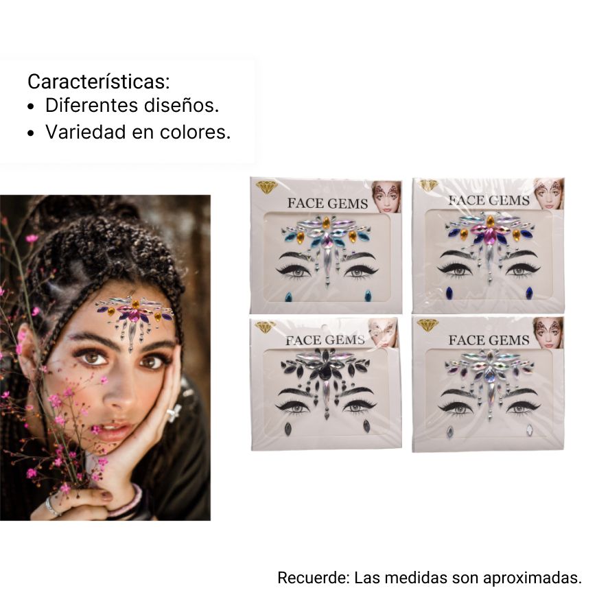 pegatinas faciales gemas decorativas adhesivas