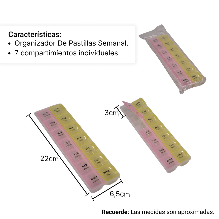 organizador de pastillas semanal dim:6x21