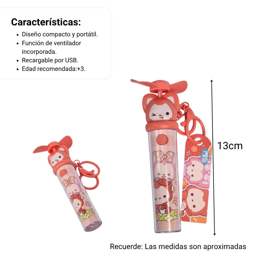 llavero plastico forma de ventilador rojo dim:13x2x2