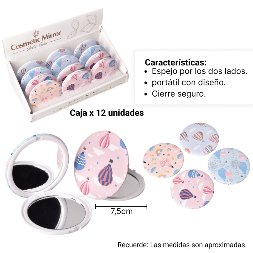 espejo vidrio sintetico plastico pequeño cartera varios dise