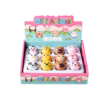CAJA 12 UND JUGUETE CARRO PLASTICO DE IMPULSO ANIMALITOS