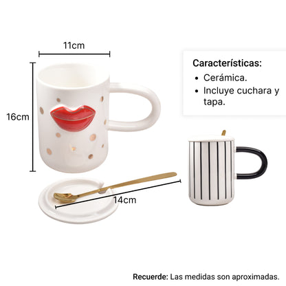MUG POCILLO CON CUCHARA CERAMICA