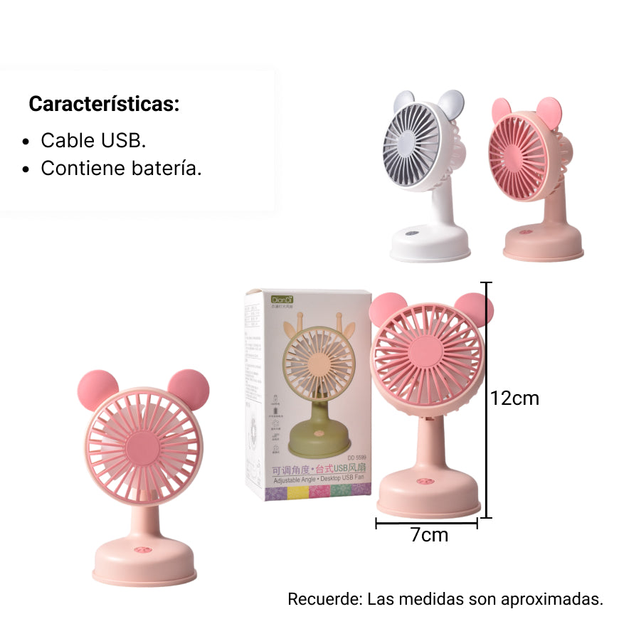 ventilador recargable usb dim-8x14x6
