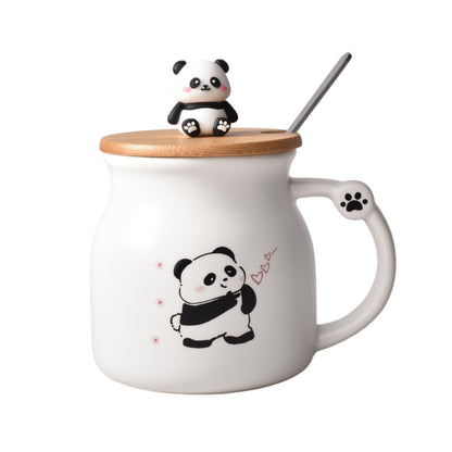 MUG POCILLO CERAMICA CON TAPA MADERA Y CUCHARA