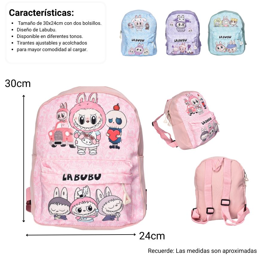 morral maleta poliester labubu dim:30x24x10