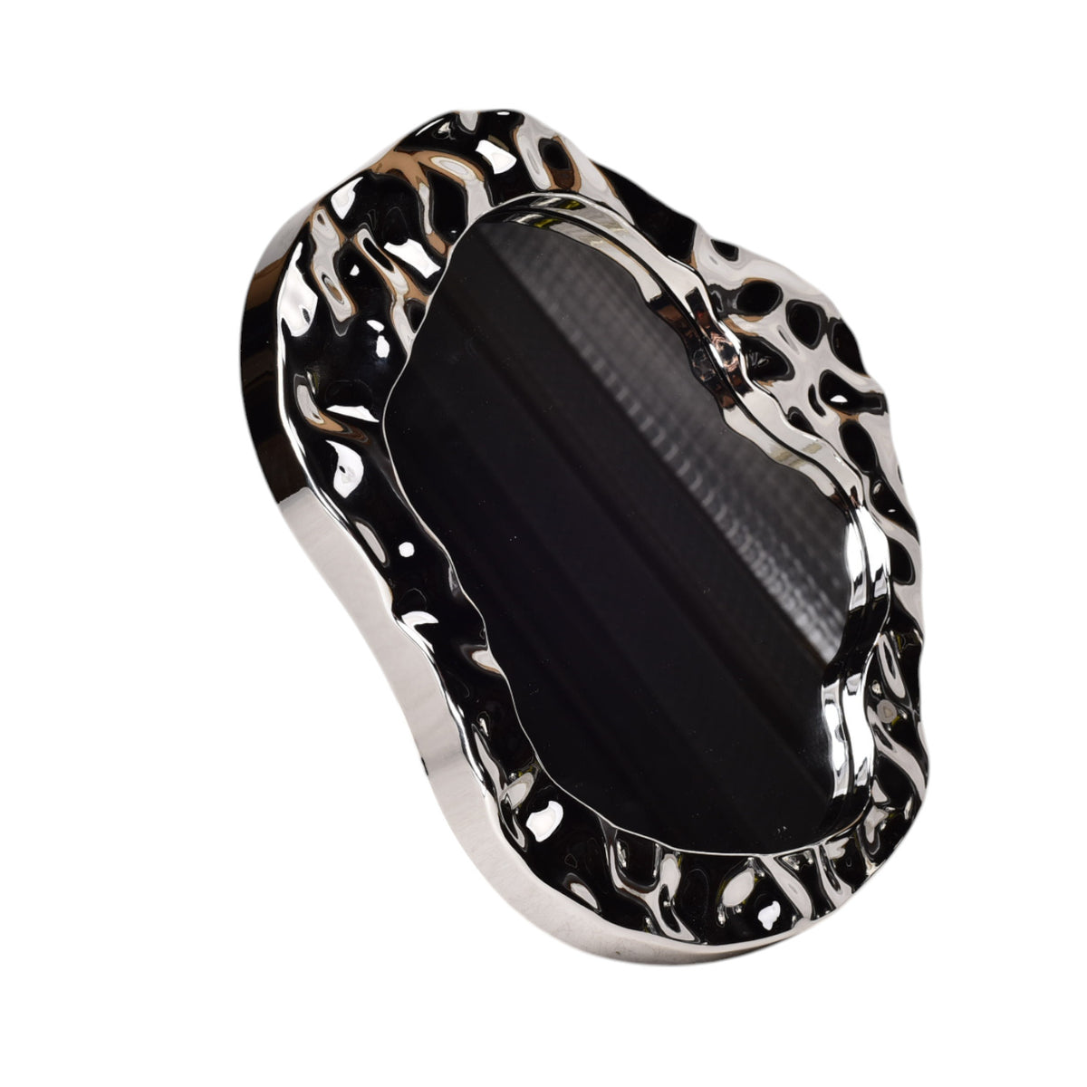 espejo vidrio plastico plateado diseño elegante dim:21x22x2