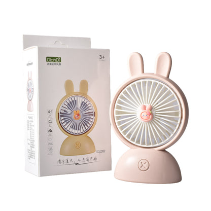 VENTILADOR REDONDO CON OREJAS RECARGABLE PLASTICO CON CABLE