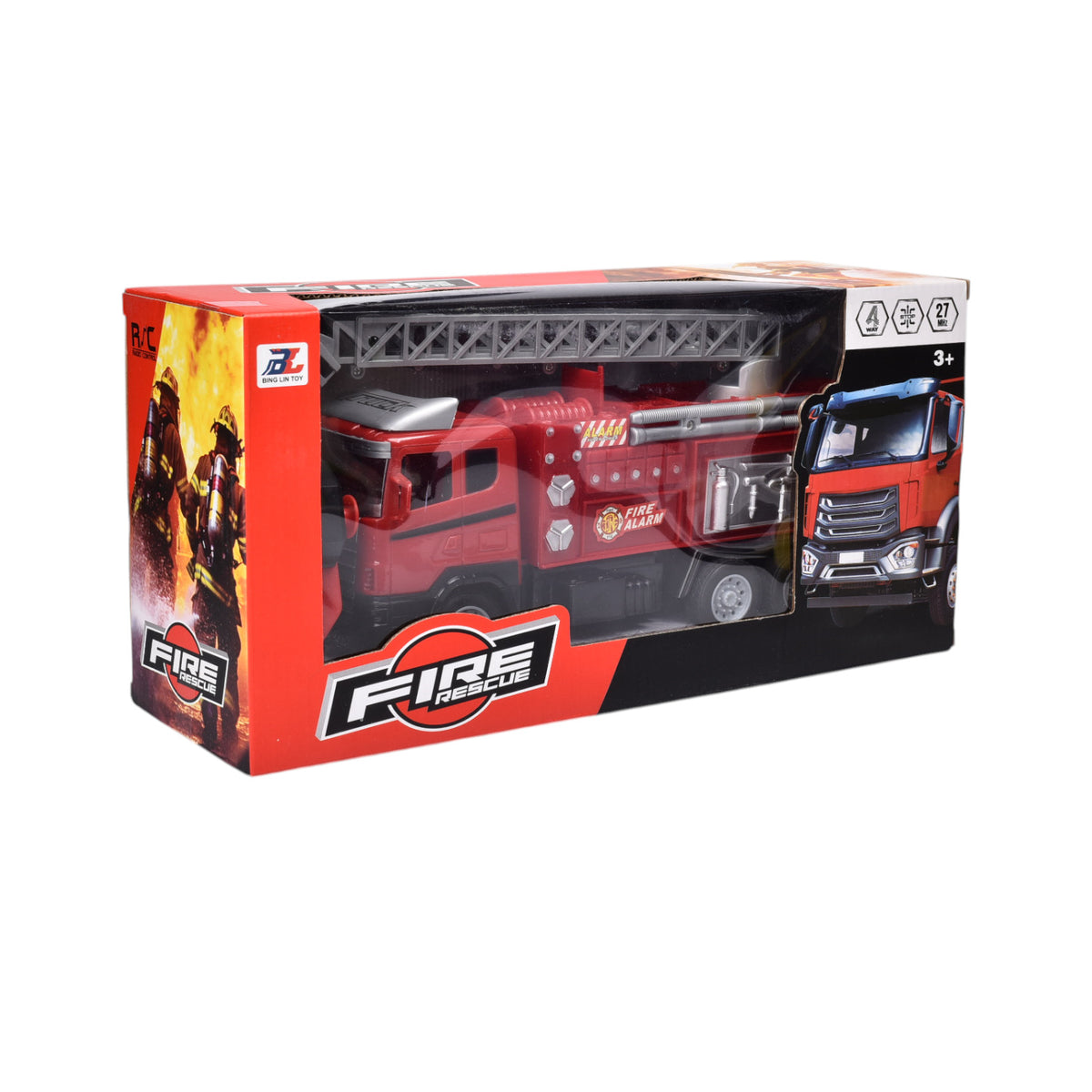 juguete carro de bomberos con control remoto dim:35x11x16