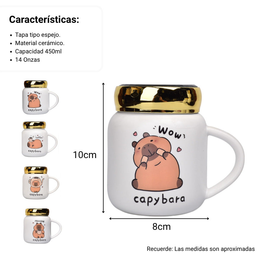 mug pocillo ceramica diseños capybara 450ml dim:8x10