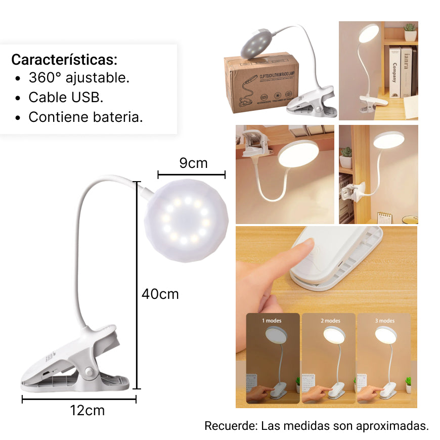 lampara led recargable con cable usb blanco
