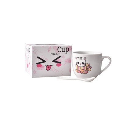 POCILLO CERAMICA CON CUCHARA DIM: 7x7x6