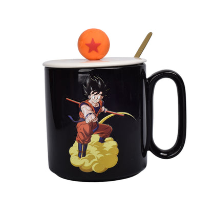 MUG POCILLO CERAMICA PERSONAJE CON TAPA DE 420ML