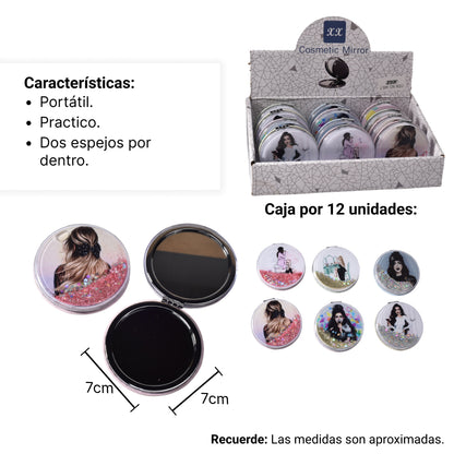 ESPEJO PLASTICO REDONDO CARTERA DIM:7CM