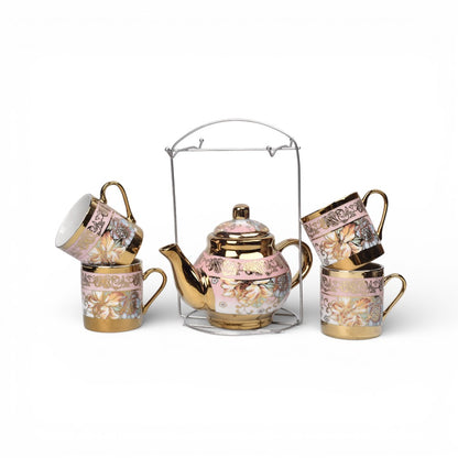 SET POCILLOS 5PCS CON BASE COLOR ROSADO 90ML DIM:5X5X5