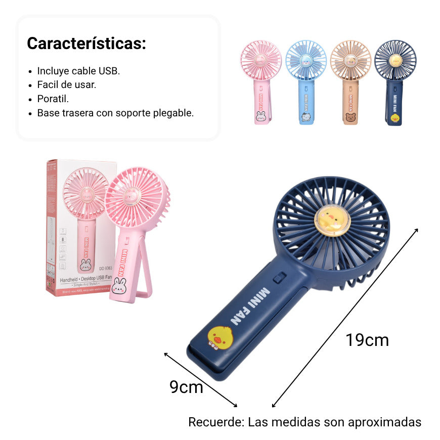 ventilador redondo plastico recargable dim:19x9x3