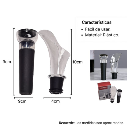 VERTEDOR Y TAPON PARA SACACHORCHO DE VINO