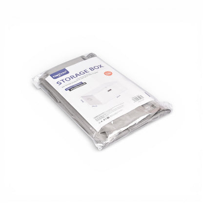 ORGANIZADOR DE ROPA CON TAPA FIBRA POLIESTER GRIS AZUL DIM:35X26X20