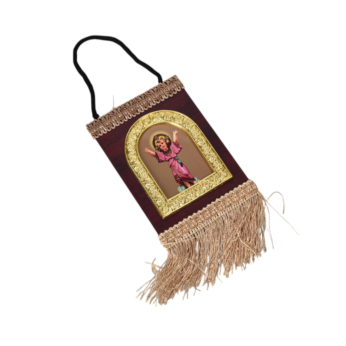 adorno dorado con imagen catolica plastica dim:20x10