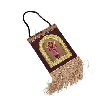 ADORNO DORADO CON IMAGEN CATOLICA PLASTICA DIM:20X10