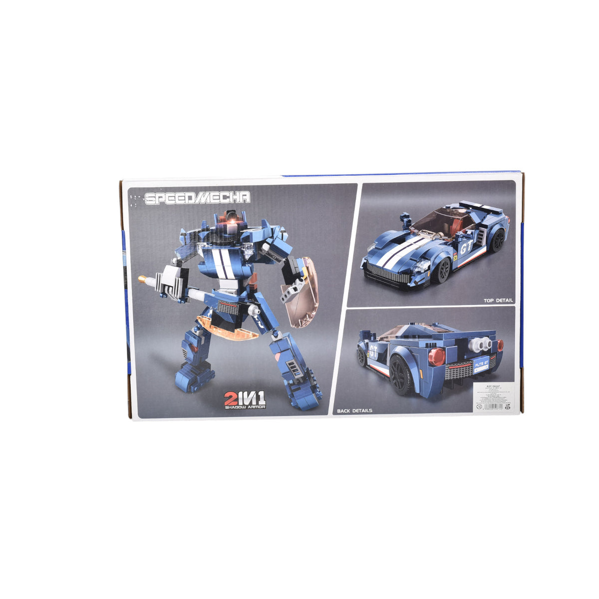 bloques fichas armable carro y robot azul dim:38x6x23