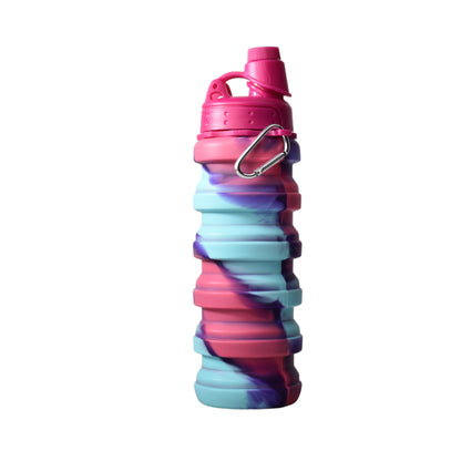 BOTELLA DE AGUA PLEGABLE 600ML SILICONA VARIOS COLORES