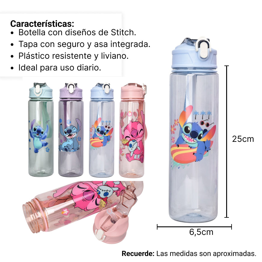 botella de agua 800ml personaje plastica dim:6x6x25