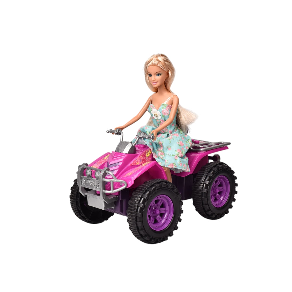 carro a control remoto con muñeca dim: 17 x 27.5x 31 cm