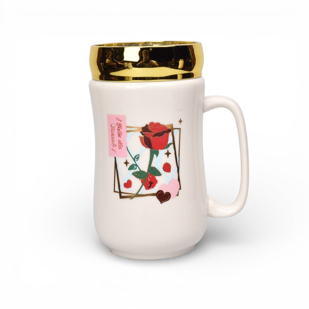 mug pocillo ceramica tapa espejo 420ml dim:6x6x13