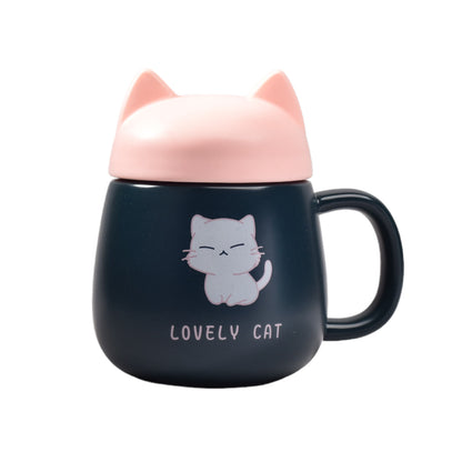 MUG POCILLO CERAMICA CON TAPA DISEÑO GATO