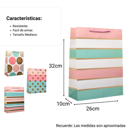 BOLSA PARA REGALO PAPEL MEDIANA DIM:23X32X10