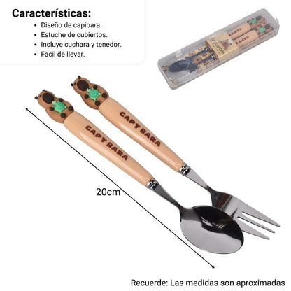 SET CUBIERTOS PORTATIL CAPYBARA DIM:4X20X2
