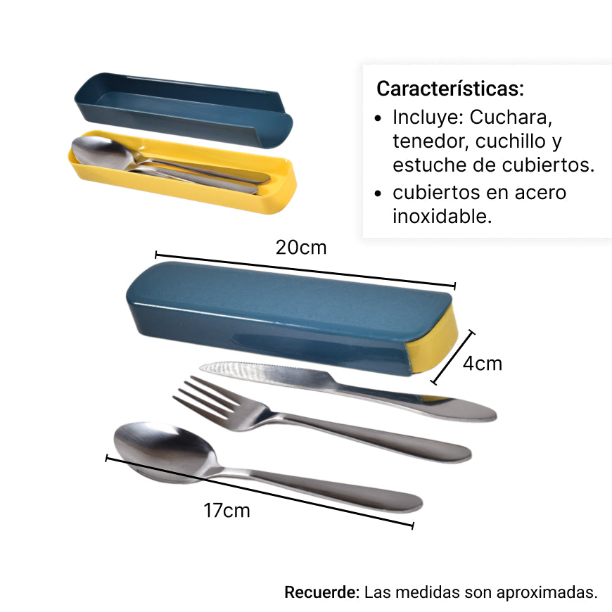 set cubiertos portatil dim:20x4x2cm