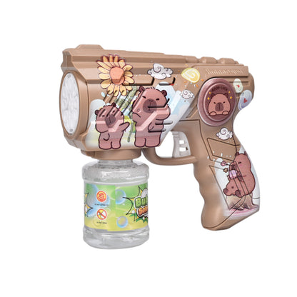 JUGUETE PISTOLA DE BURBUJAS DISEÑO CAPYBARA PLASTICO DIM:18X6X14
