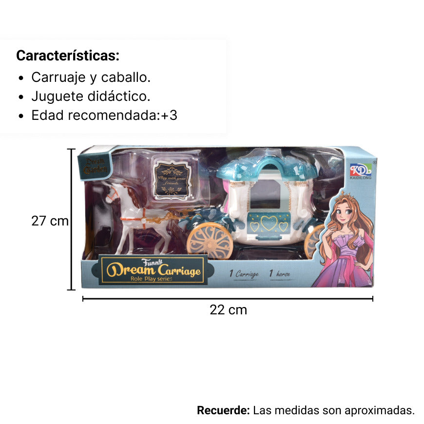 carruaje de princesas para niñas dim: 23x11x7