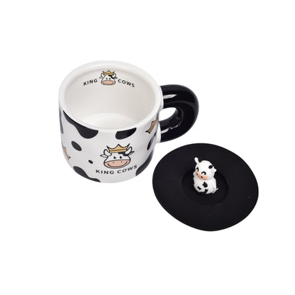 MUG POCILLO CERAMICA DISEÑOS DE VACAS CON TAPA DIM:9X9X7