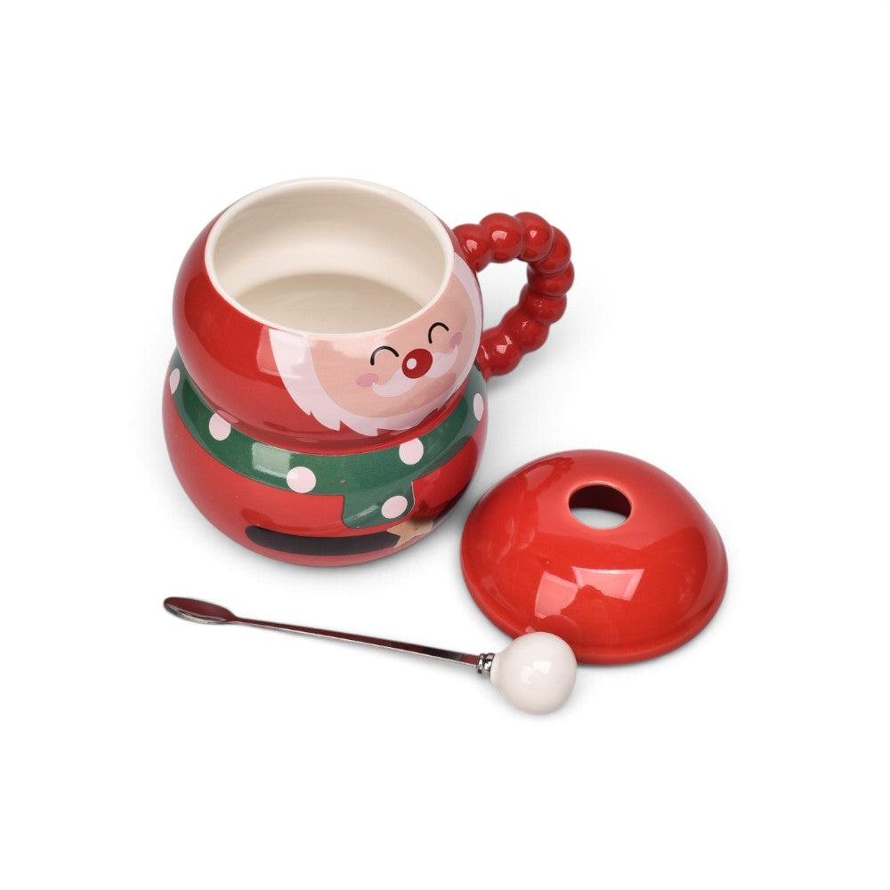 mug pocillo ceramica con tapa y cuchara 360ml