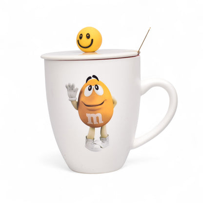 MUG POCILLO CERAMICA PERSONAJE CON TAPA Y CUCHARA 400ML DIM:10X9