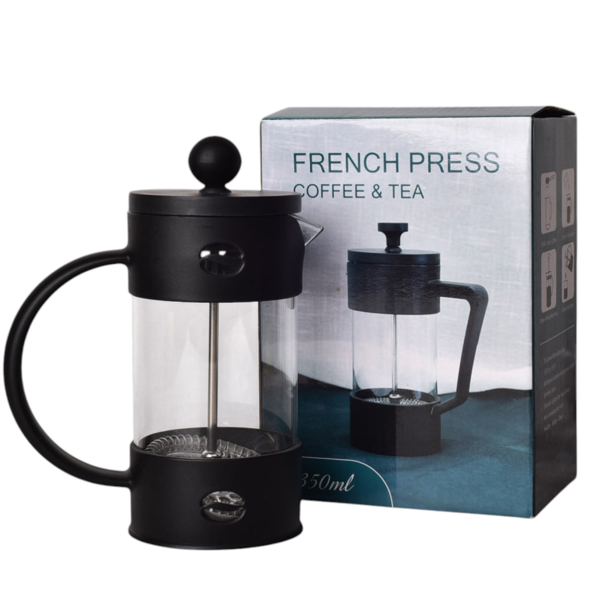 cafetera prensa francesa plastico y vidrio 600ml dim:9*9*18