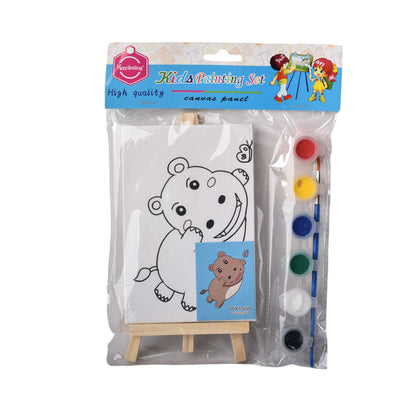 SET LIENZO CON SOPORTE ANIMALES MADERA+FIBRA CON TEMPERAS