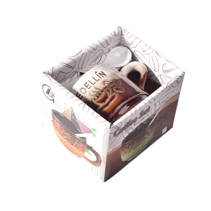 POCILLO CON CUCHARA CERAMICA DIM:7X7X6