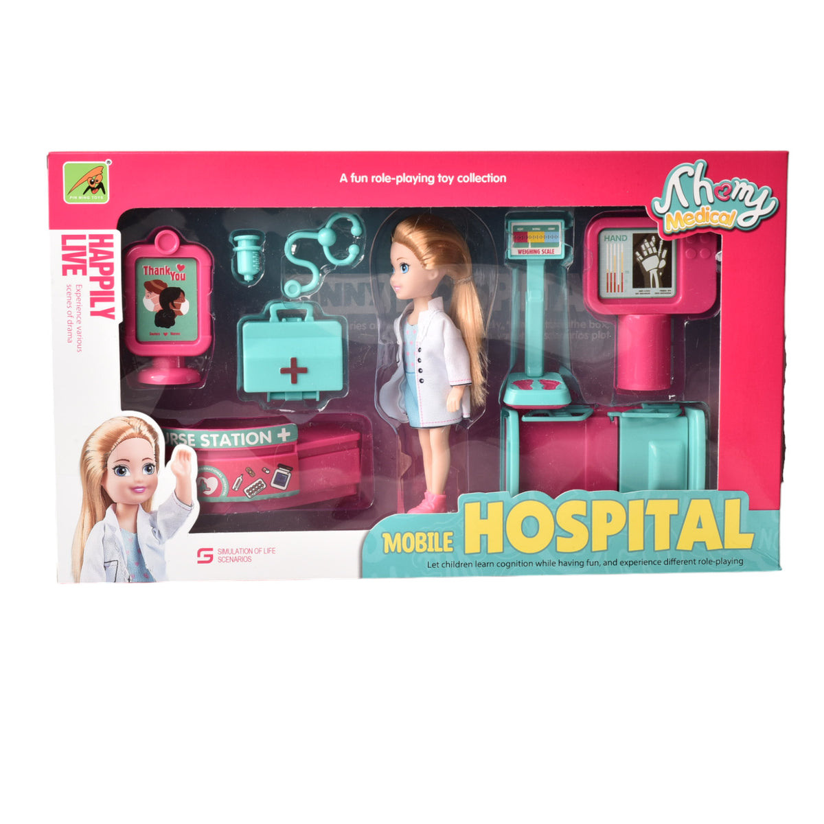 juguete muñeca doctora en plastico con accesorios