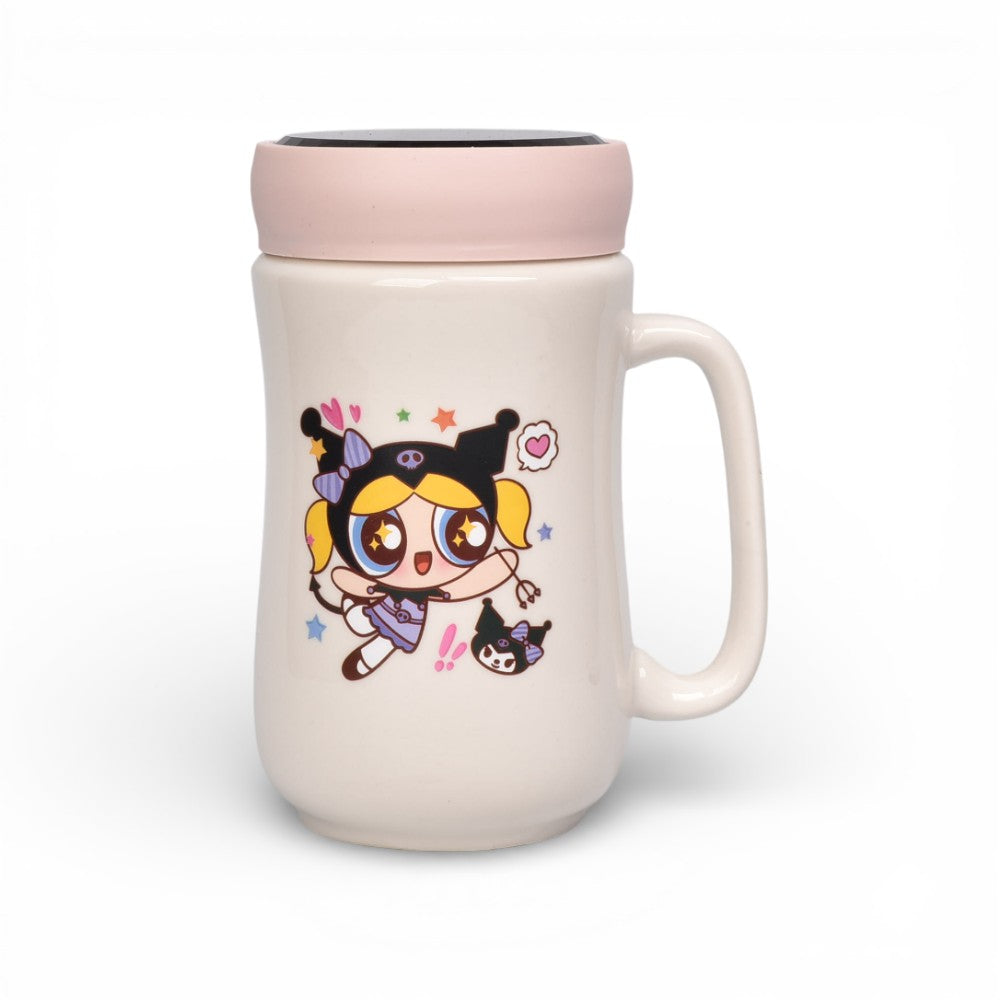 mug pocillo con tapa ceramica personaje 480ml dim:7x7x14
