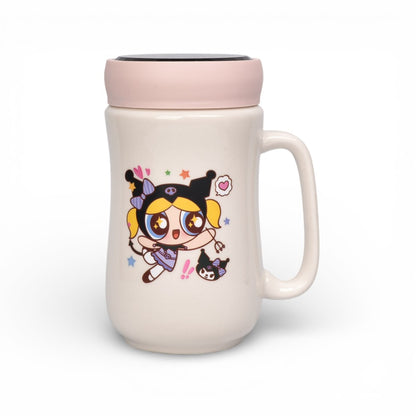 MUG POCILLO CON TAPA CERAMICA PERSONAJE 480ML DIM:7X7X14