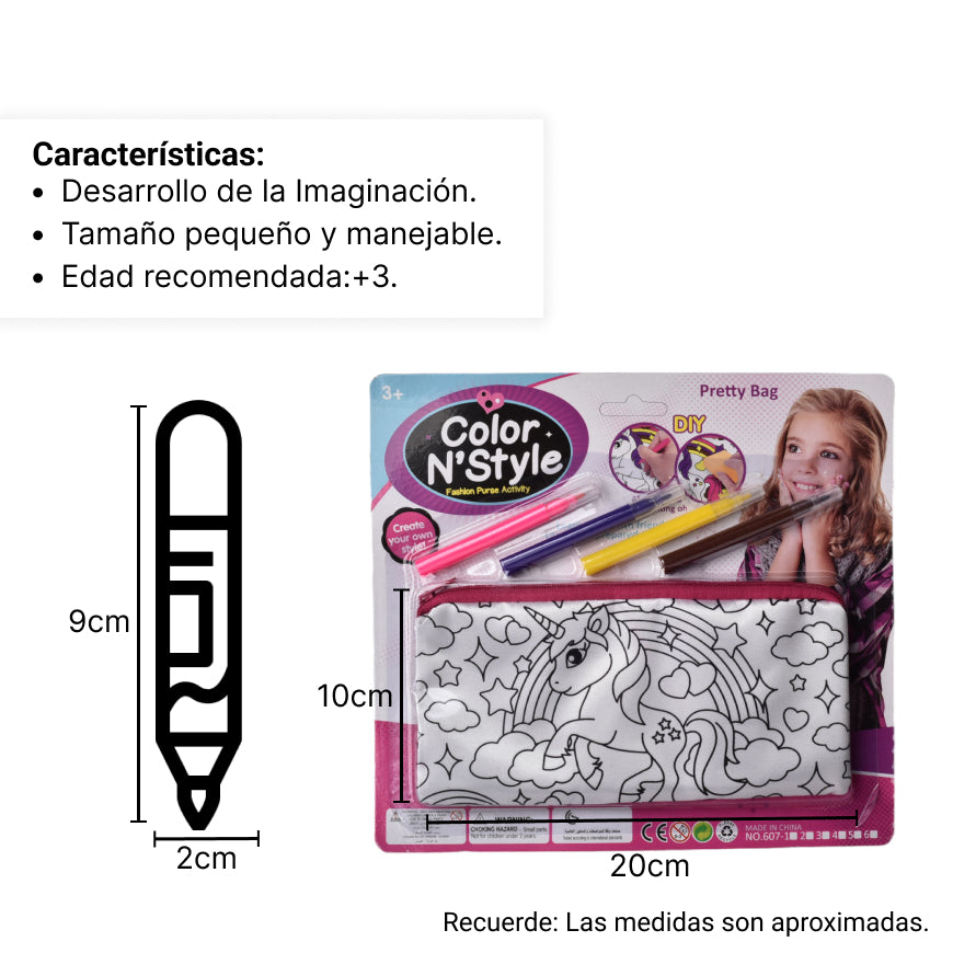 cartuchera para niñas magico para colorear